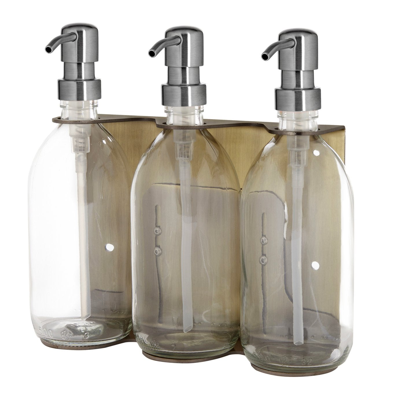 Distributeur de savon mural triple Kuishi en acier doré brossé