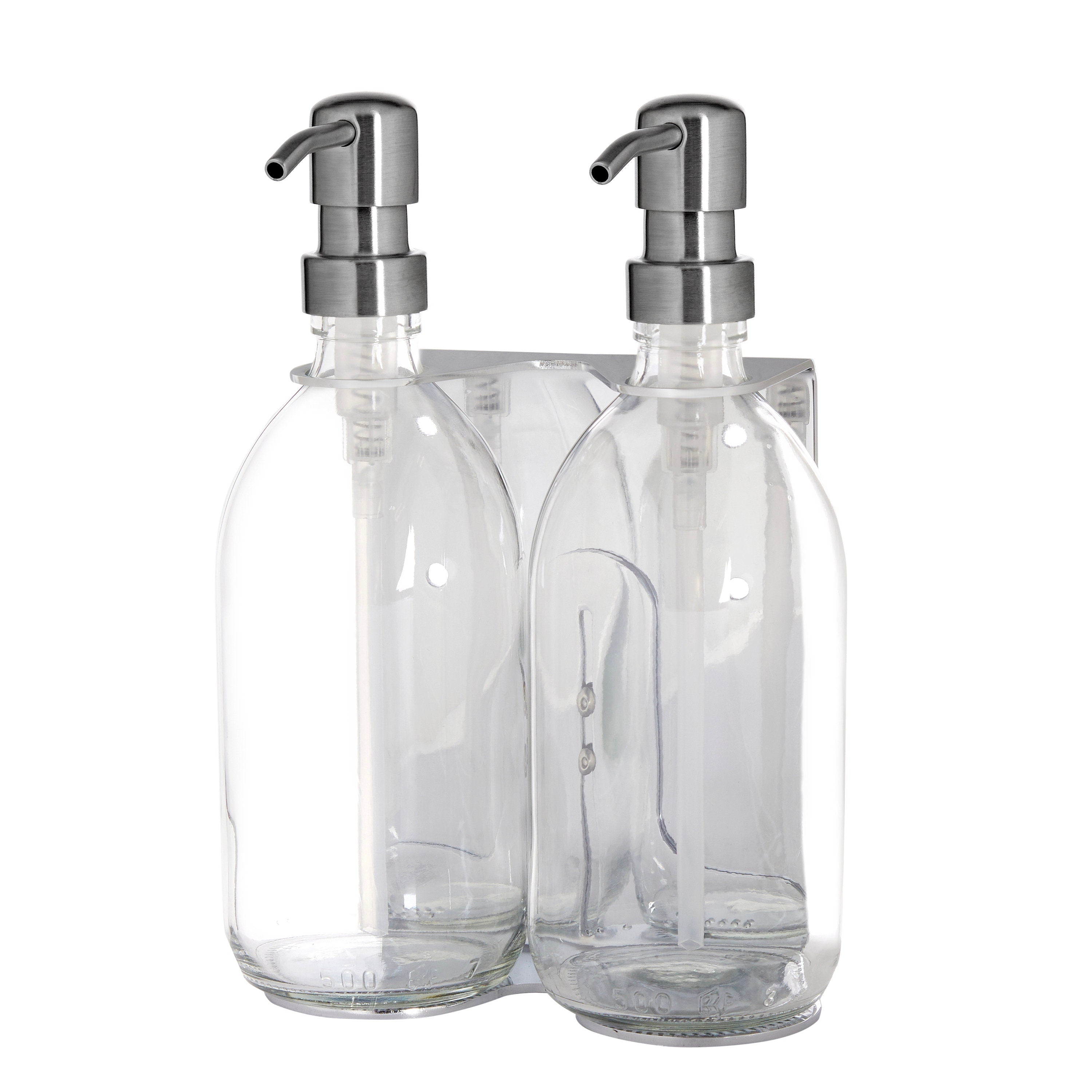 Distributeur de savon mural Kuishi en chrome double (200 ml - 500 ml)