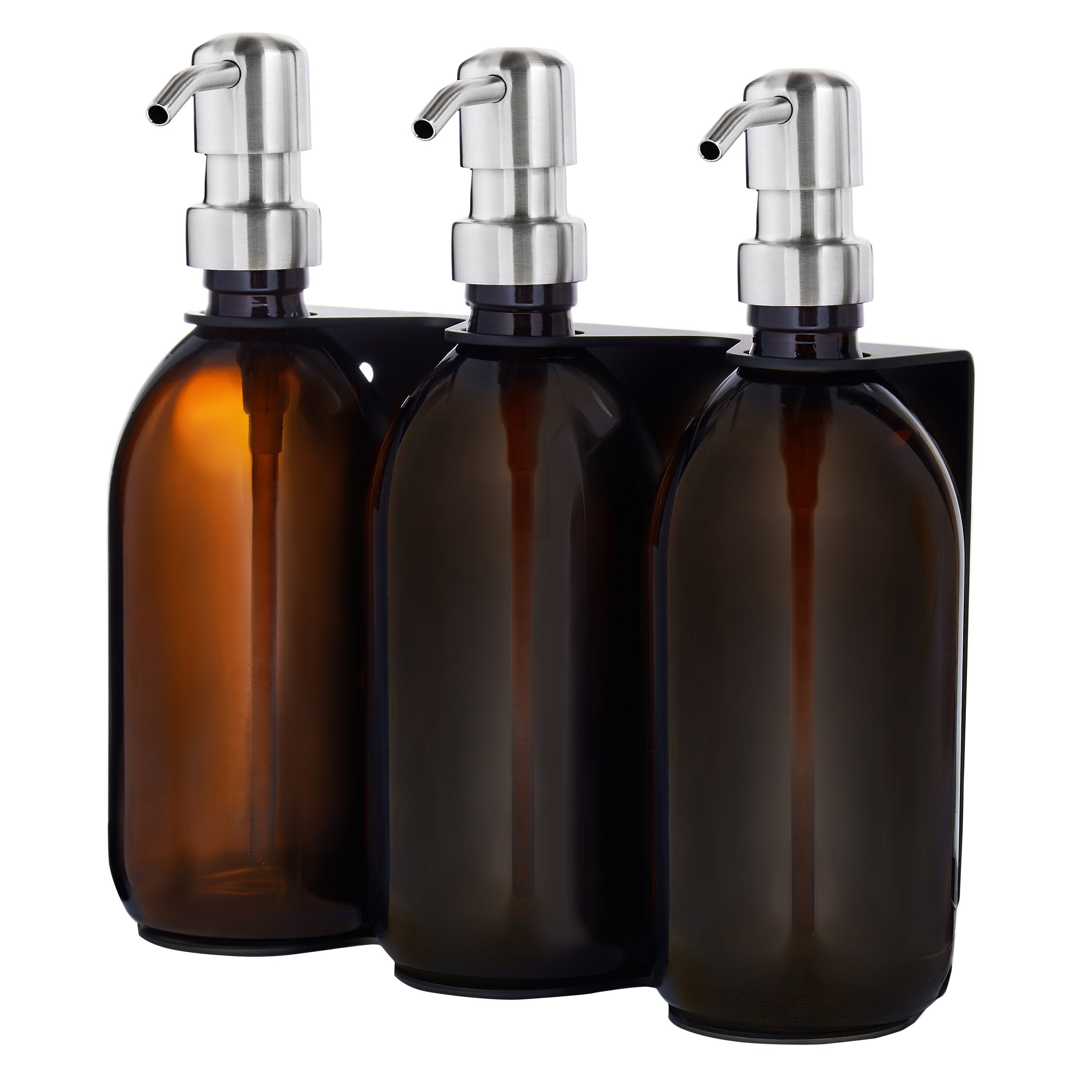 Distributeur de savon mural triple noir Kuishi