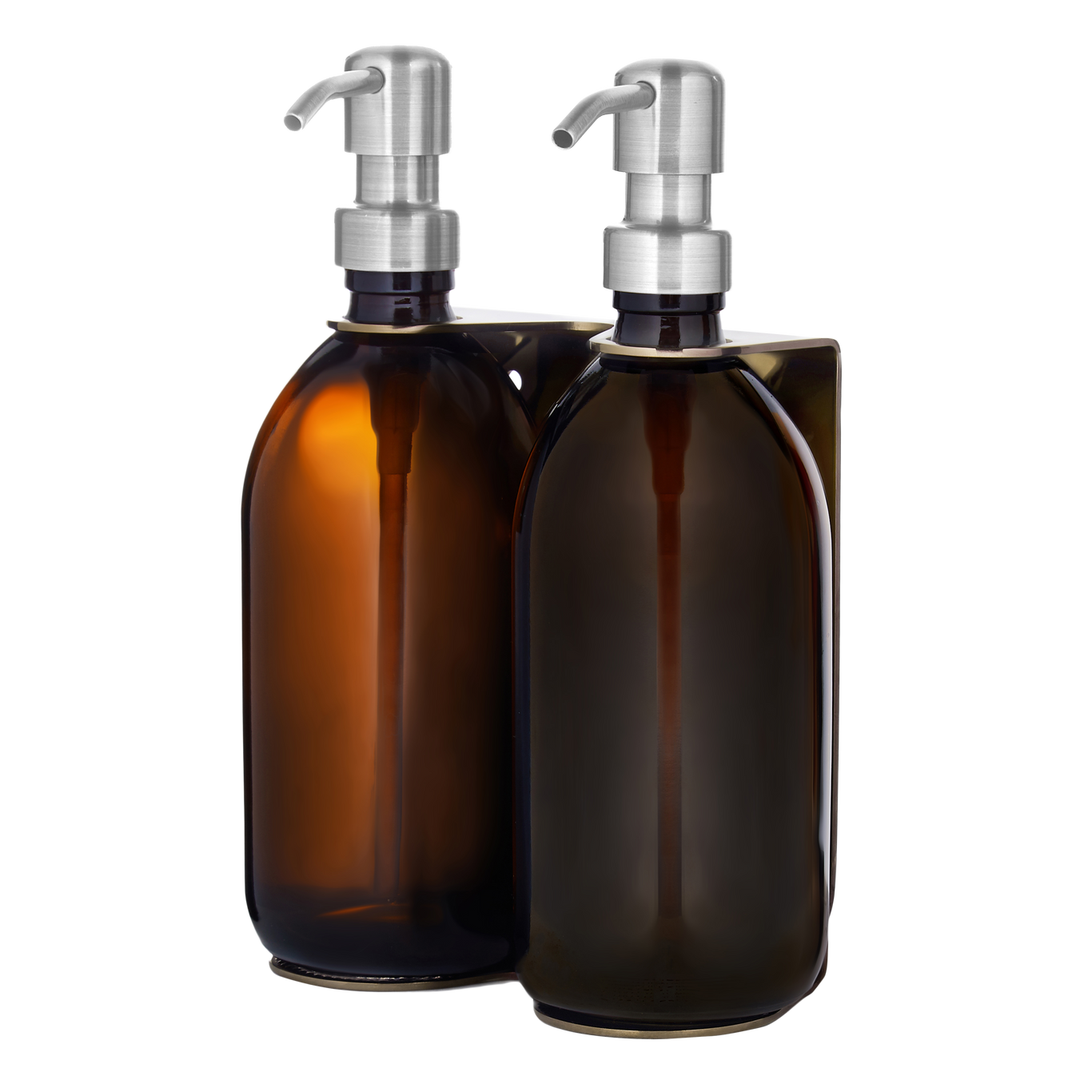 Distributeur de savon mural doré Kuishi (2 bouteilles, réglable)