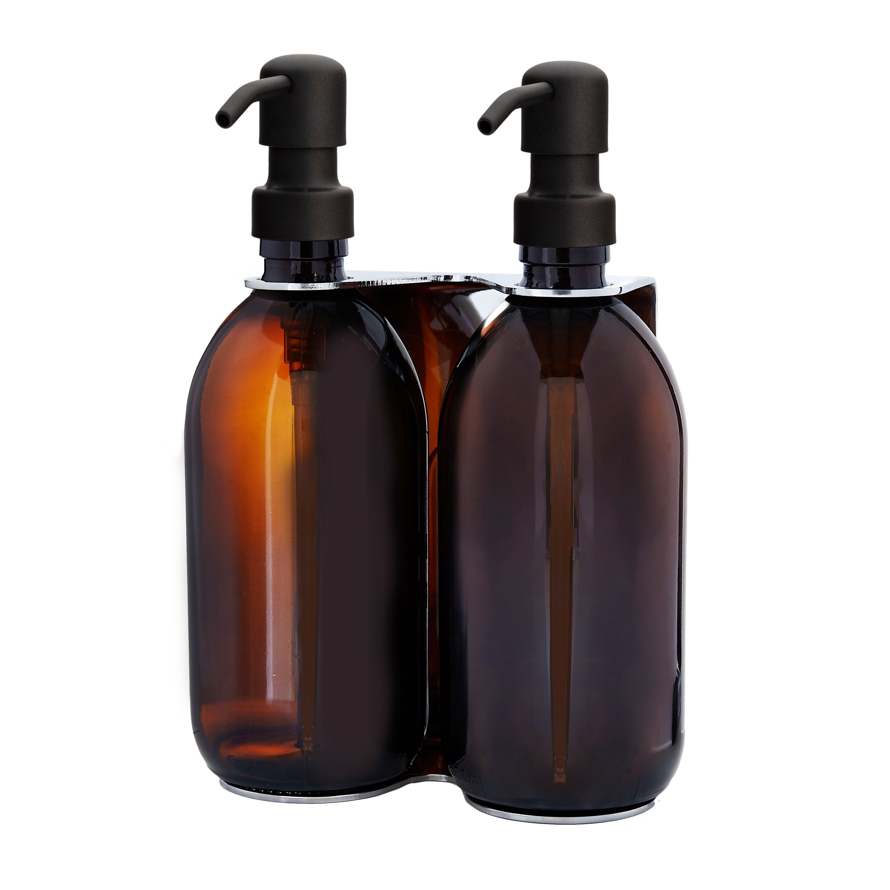 Distribuidor de jabón de pared Kuishi cromado doble (tamaño: 200 ml - 500 ml, color: personalizable)