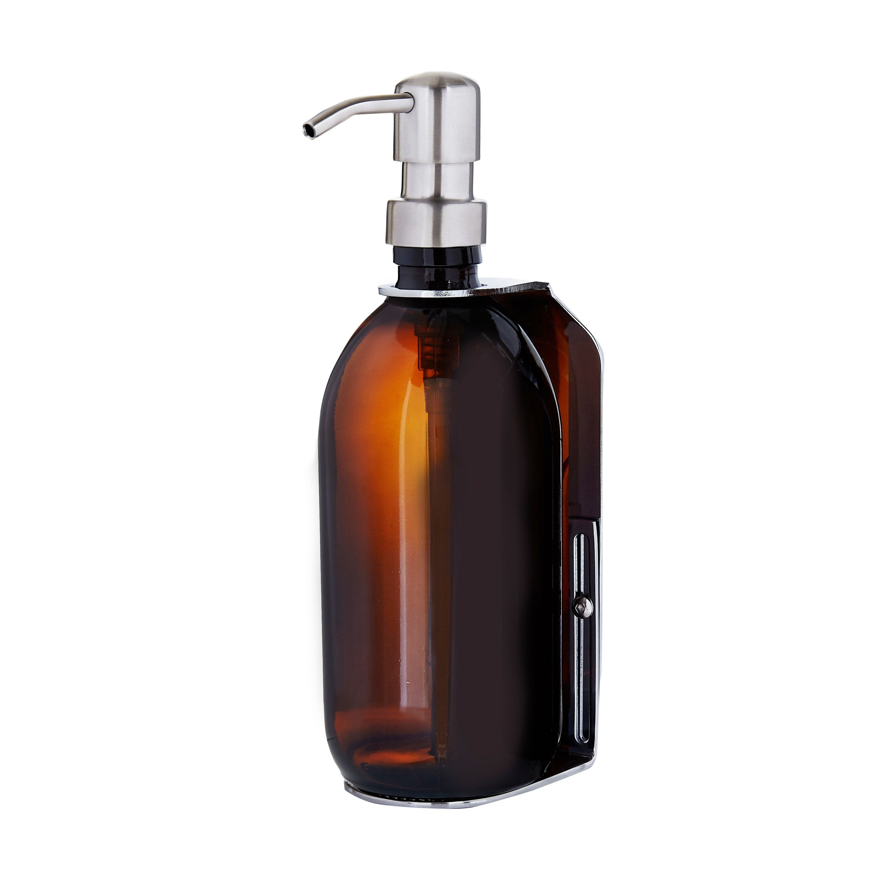 Distributeur de savon mural Kuishi en chrome (Taille : 4,7 à 8 pouces, Couleur : Chromé, Capacité : 200 ml - 500 ml)