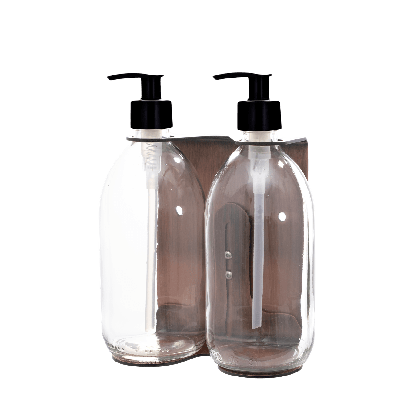 Distributeur de savon mural en cuivre Kuishi (double, bouteilles en verre)