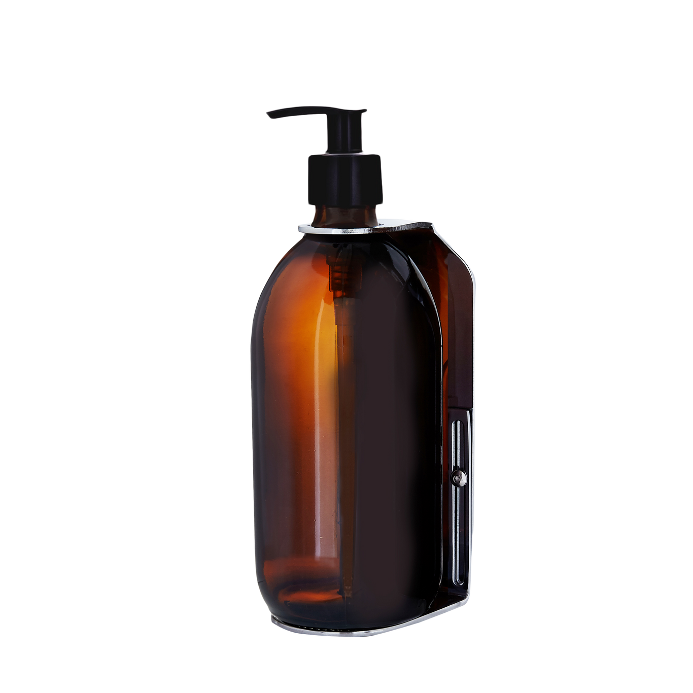 Distributeur de savon mural Kuishi en chrome (Taille : 12 x 10 x 4 cm, Couleur : Chrome, Capacité : 0,5 - 1 litre)