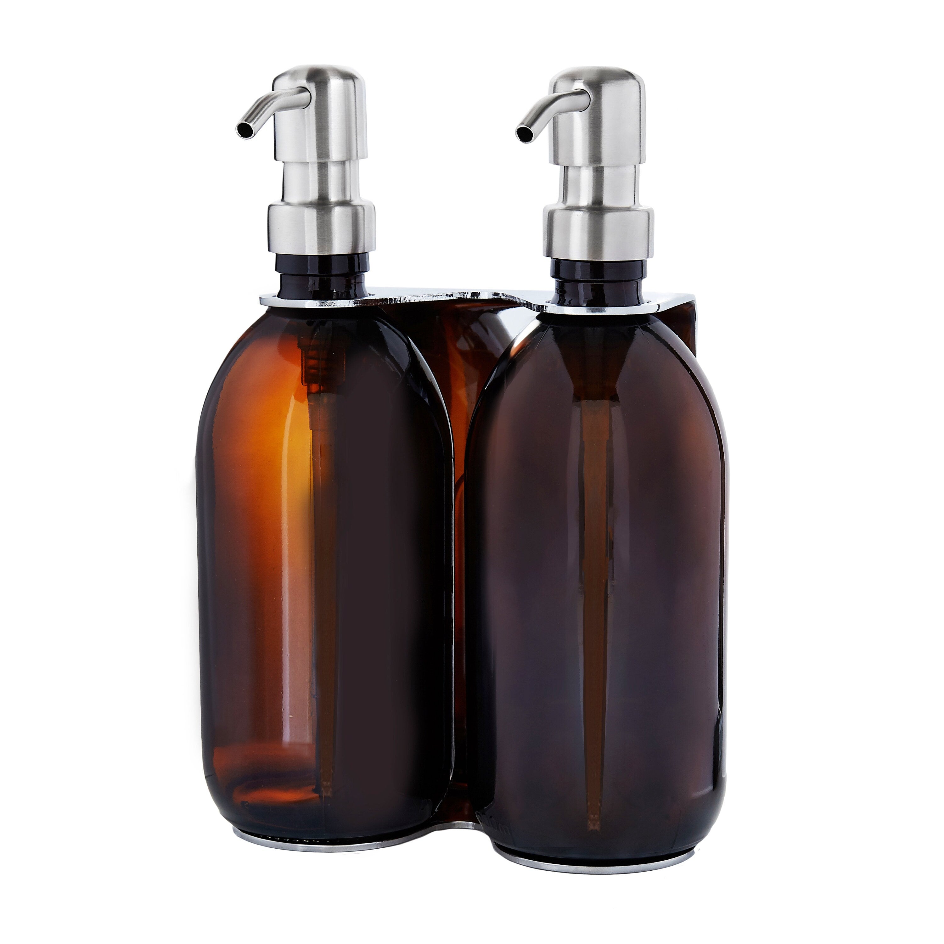 Distributeur de savon mural Kuishi en chrome double (taille : 200 ml à 500 ml, couleur : personnalisable)