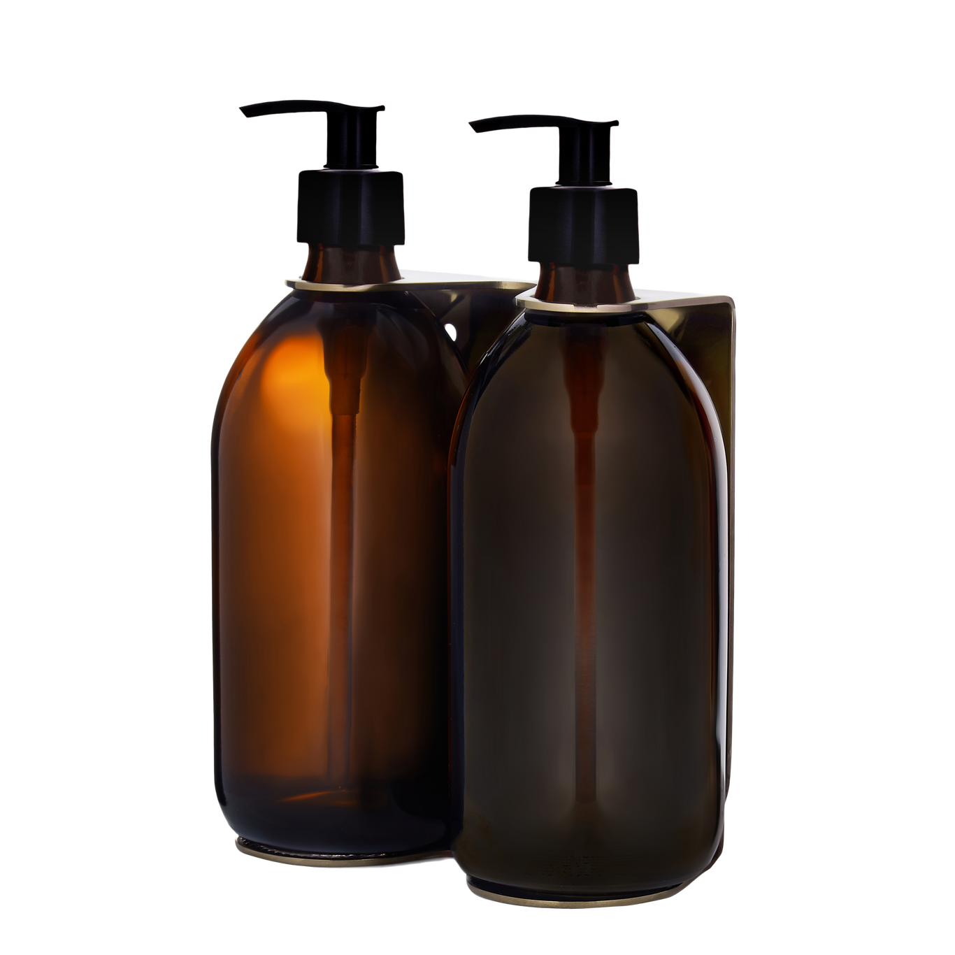 Distributeur de savon mural doré Kuishi (2 bouteilles, réglable)