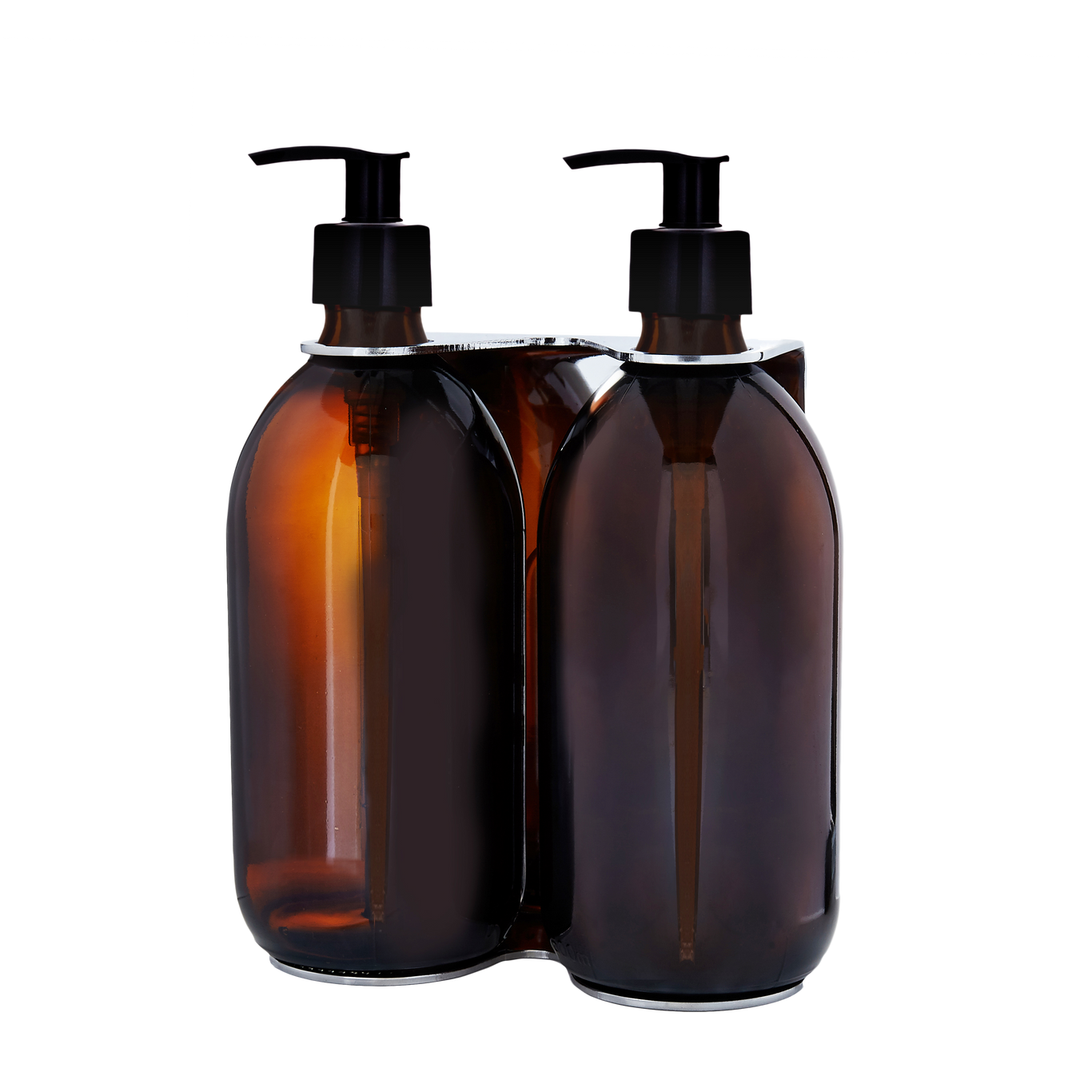Distributeur de savon mural double chromé Kuishi (capacité 200-500 ml)