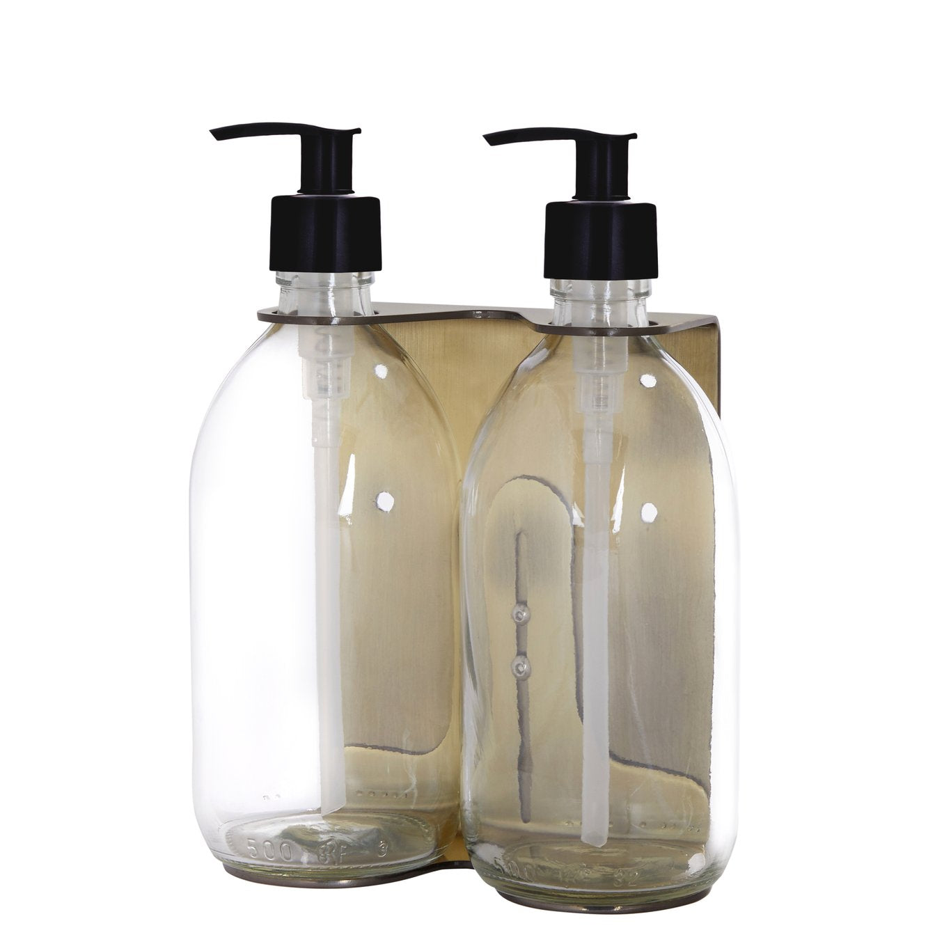 Distributeur de savon mural doré Kuishi (2 bouteilles, réglable)