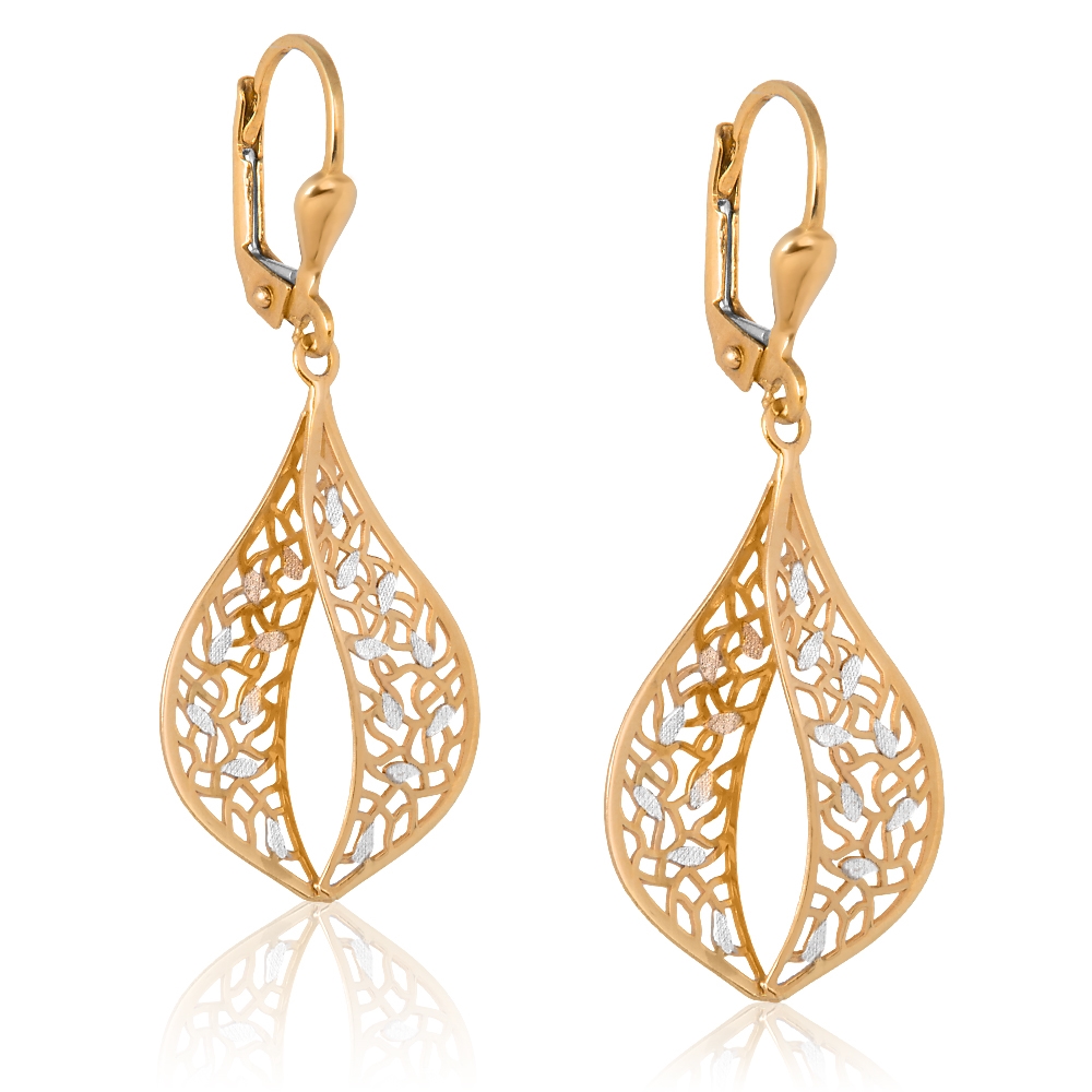Pendientes de oro de 8 quilates Murrano para mujer con grabado
