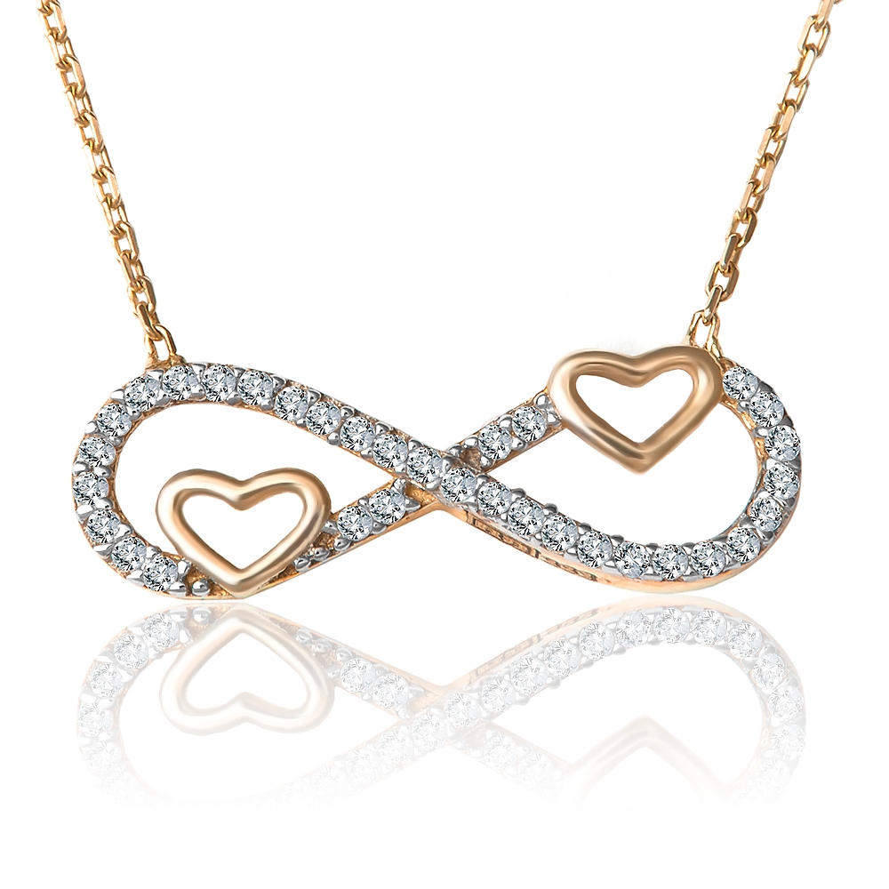 Collar de oro de 8 quilates Murrano con grabado de corazón infinito