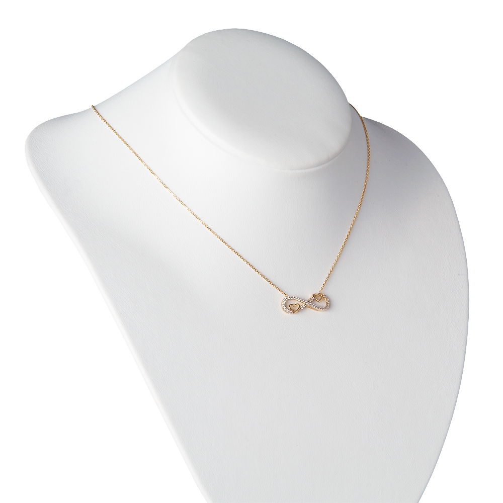 Collar de oro de 8 quilates Murrano con grabado de corazón infinito