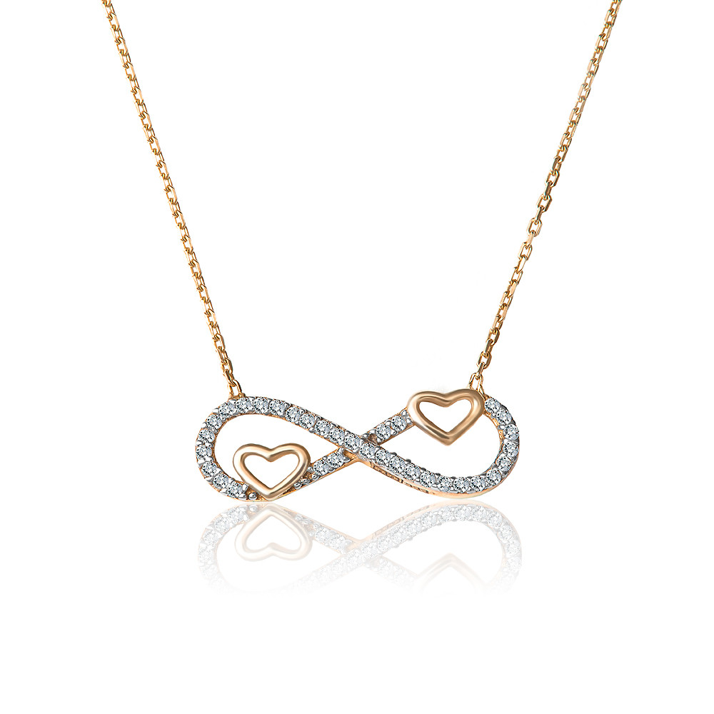 Collar de oro de 8 quilates Murrano con grabado de corazón infinito