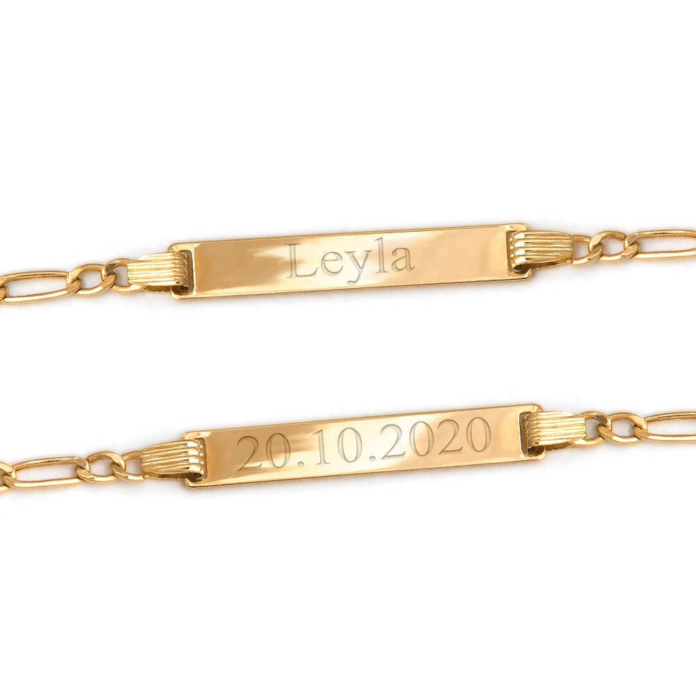 Pulseras de oro de 14 quilates Murrano para niños con grabado