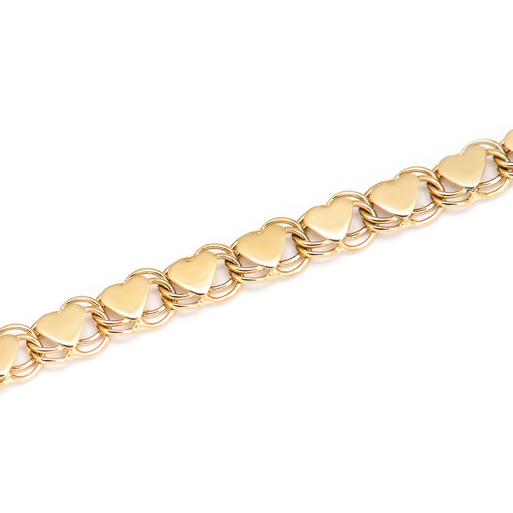 Pulseras de oro de 14 quilates con cadena de corazón doble Murrano con grabado para mamá
