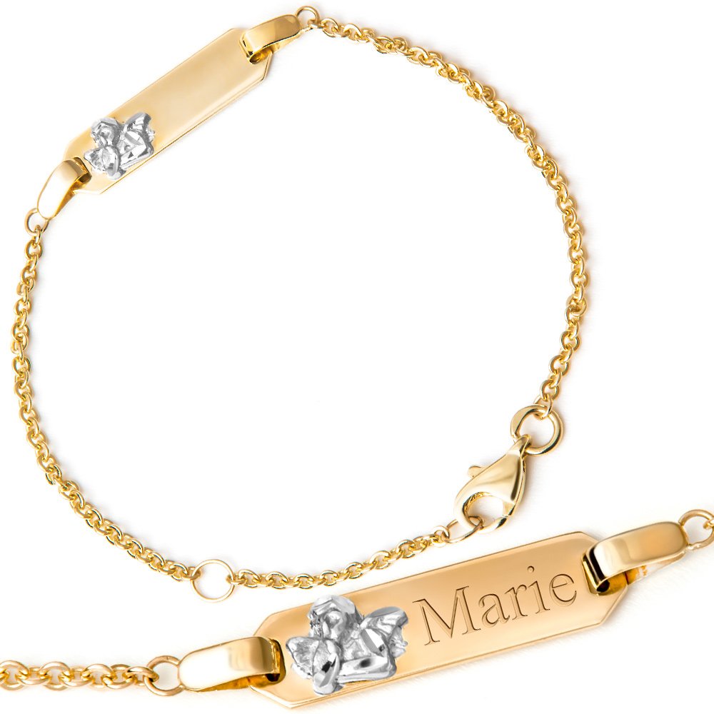 Pulseras de oro de 14 quilates con grabado para niña