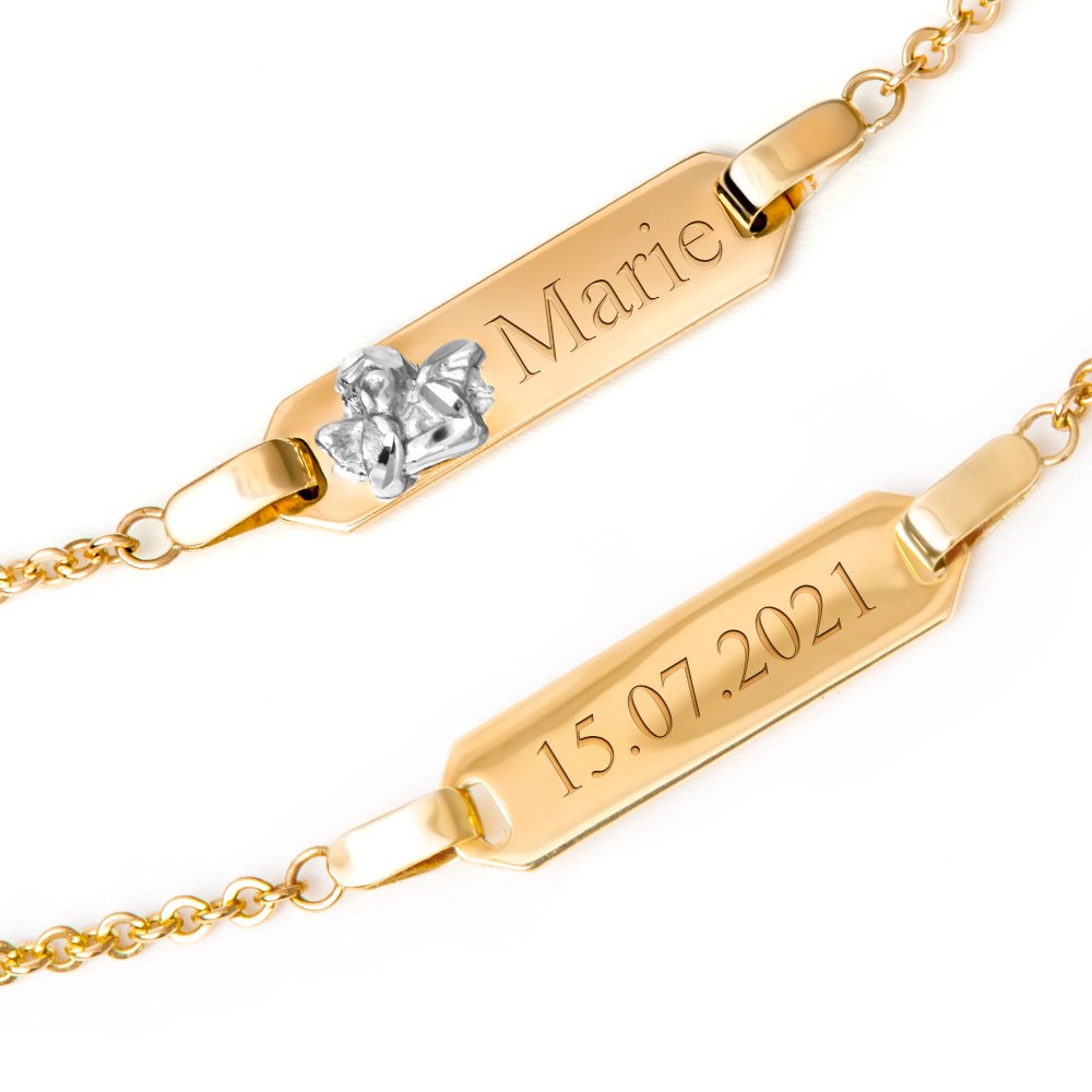 Pulseras de oro de 14 quilates con grabado para niña