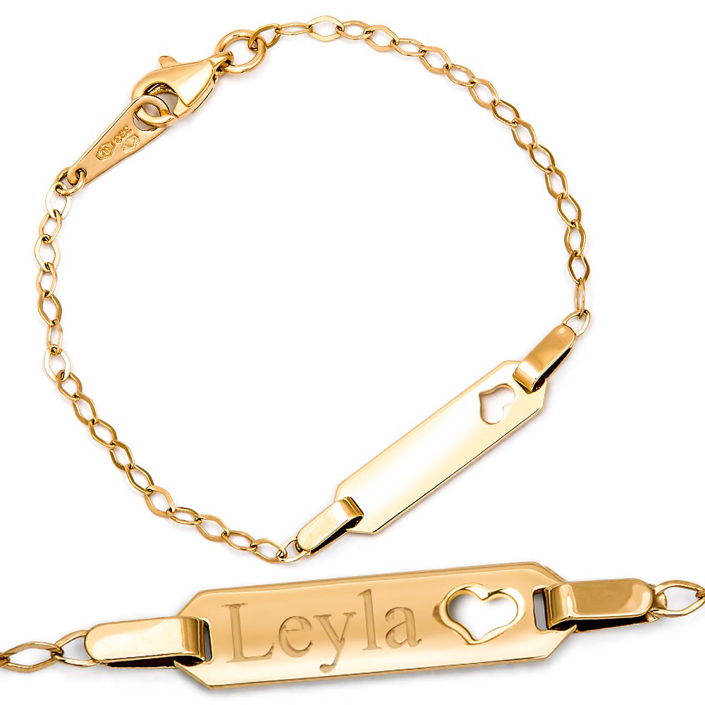 Pulseras de oro personalizadas para bebé Murrano de 8 quilates