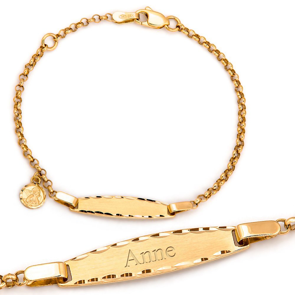 Pulserá de oro de 8 quilates Murrano con grabado para sobrino