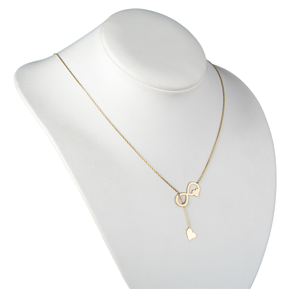 Collar de oro de 8 quilates Murrano con corazón infinito grabado