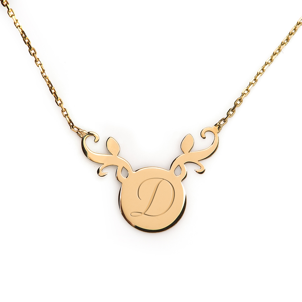 Collar de oro de 8 quilates Murrano con grabado para una novia