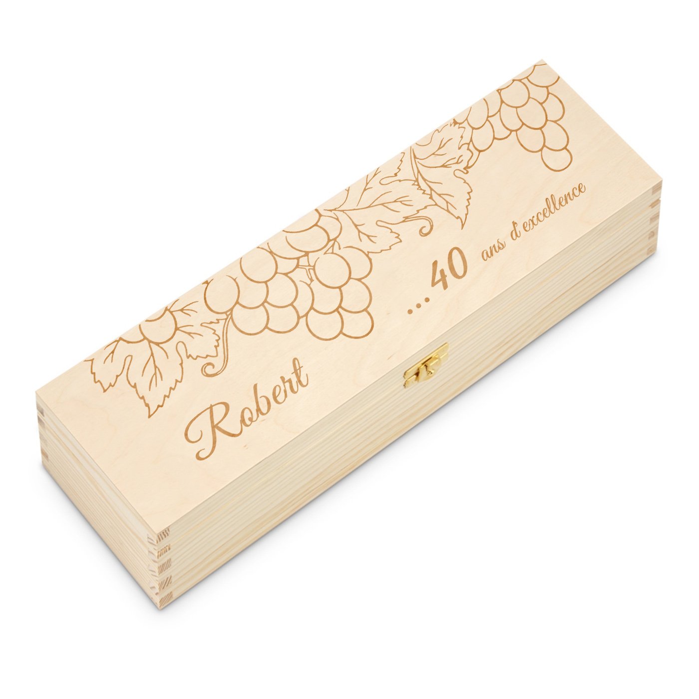 Caja de vino de madera Murrano con grabación para 1 botella - Para él, cumpleaños número 40