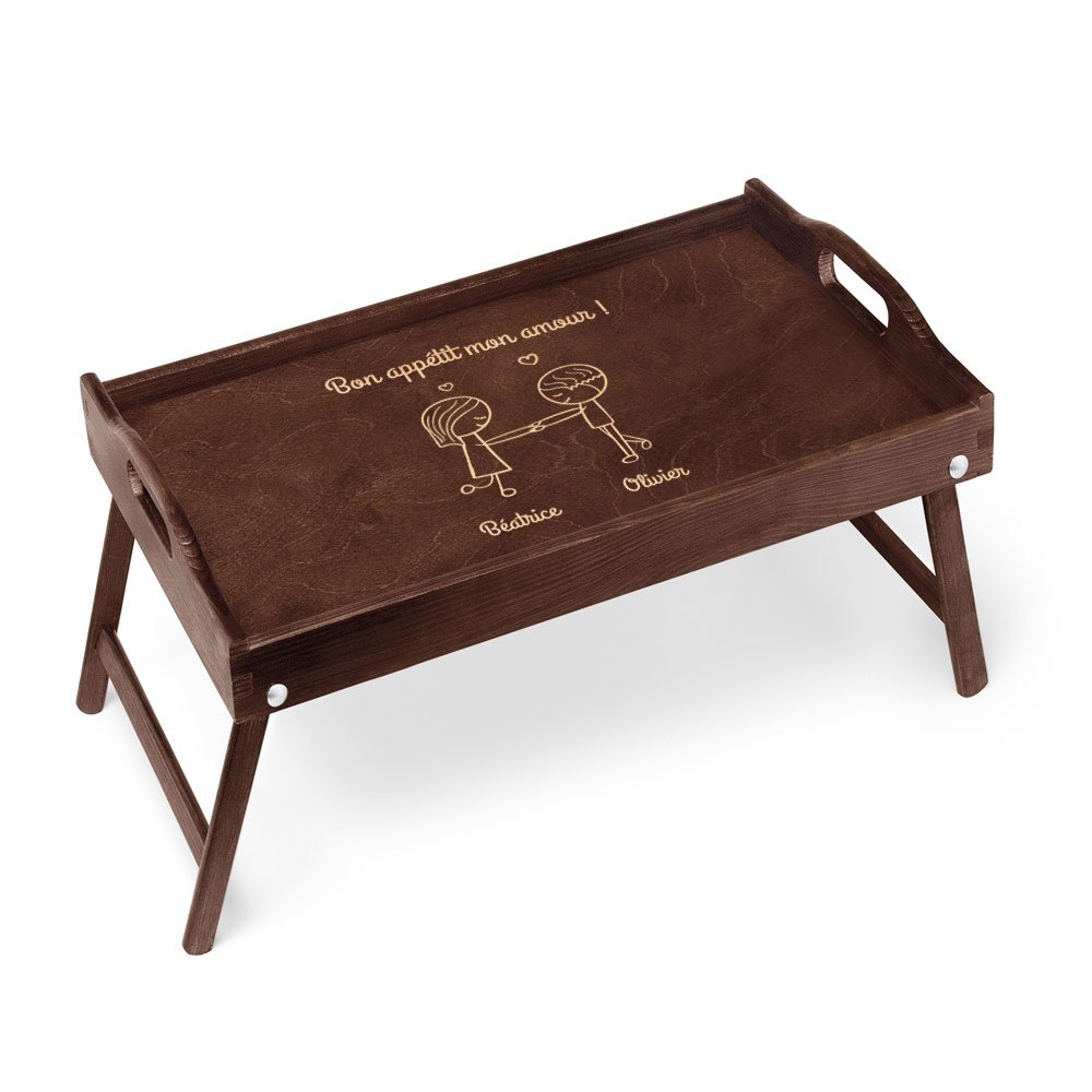 Bandeja de cama personalizada Murrano con grabado para parejas