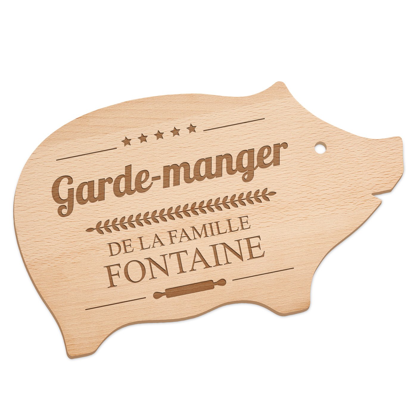 Planche à découper personnalisée en forme de cochon Murrano pour un couple pour mariage
