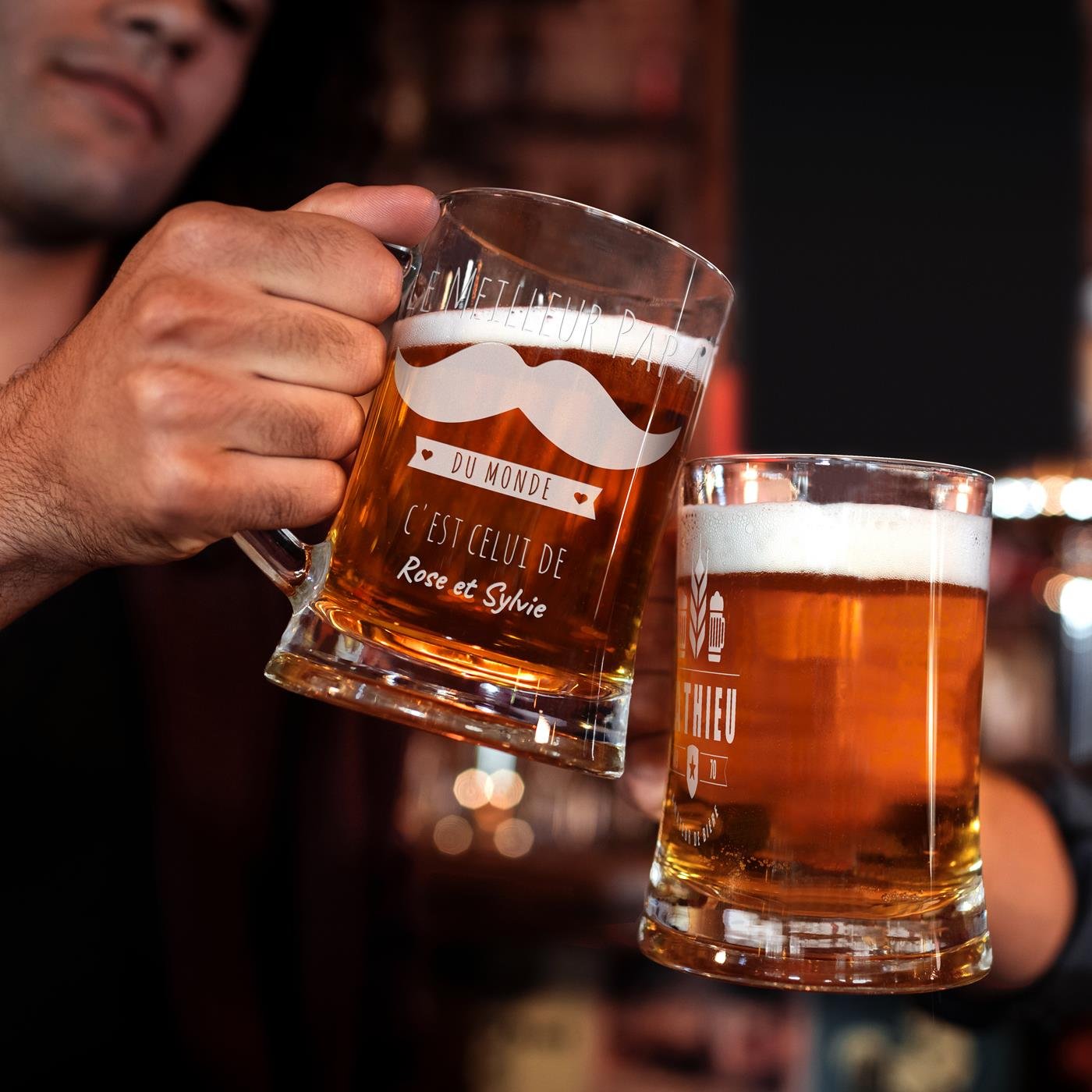 Taza de cerveza personalizada Murrano para papá