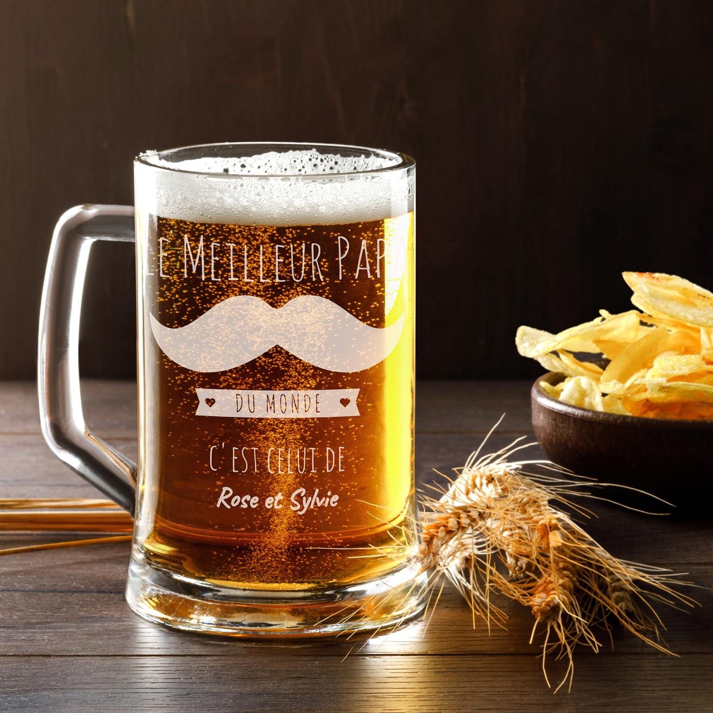 Taza de cerveza personalizada Murrano para papá