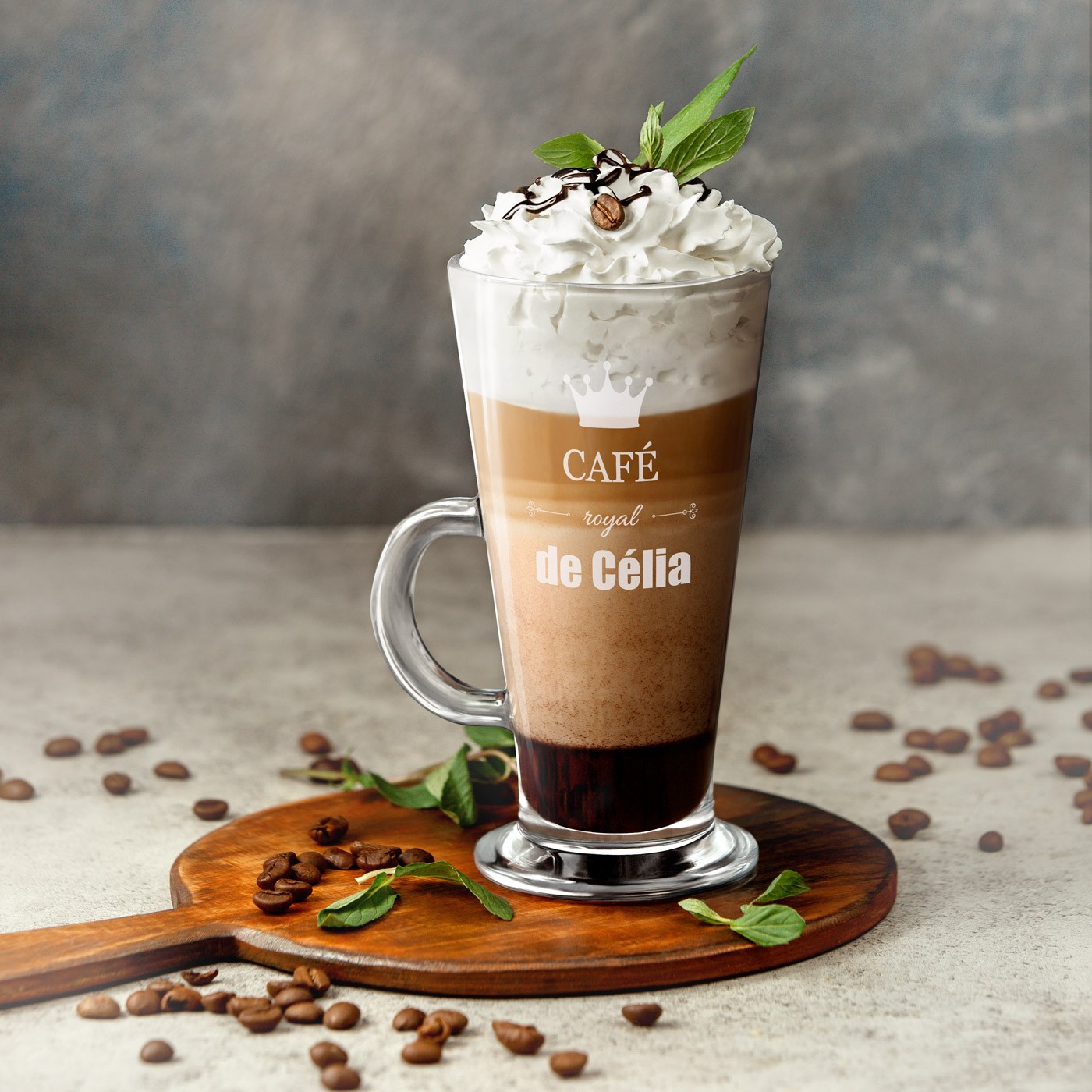 Vaso de café personalizado Murrano para una despedida de soltera
