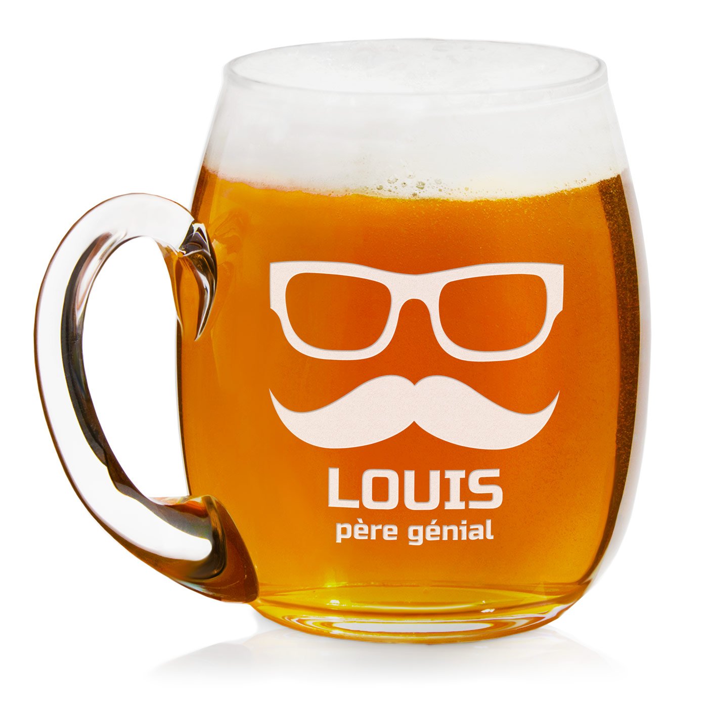 Taza de cerveza Murrano moderna de vidrio con grabación para el mejor papá