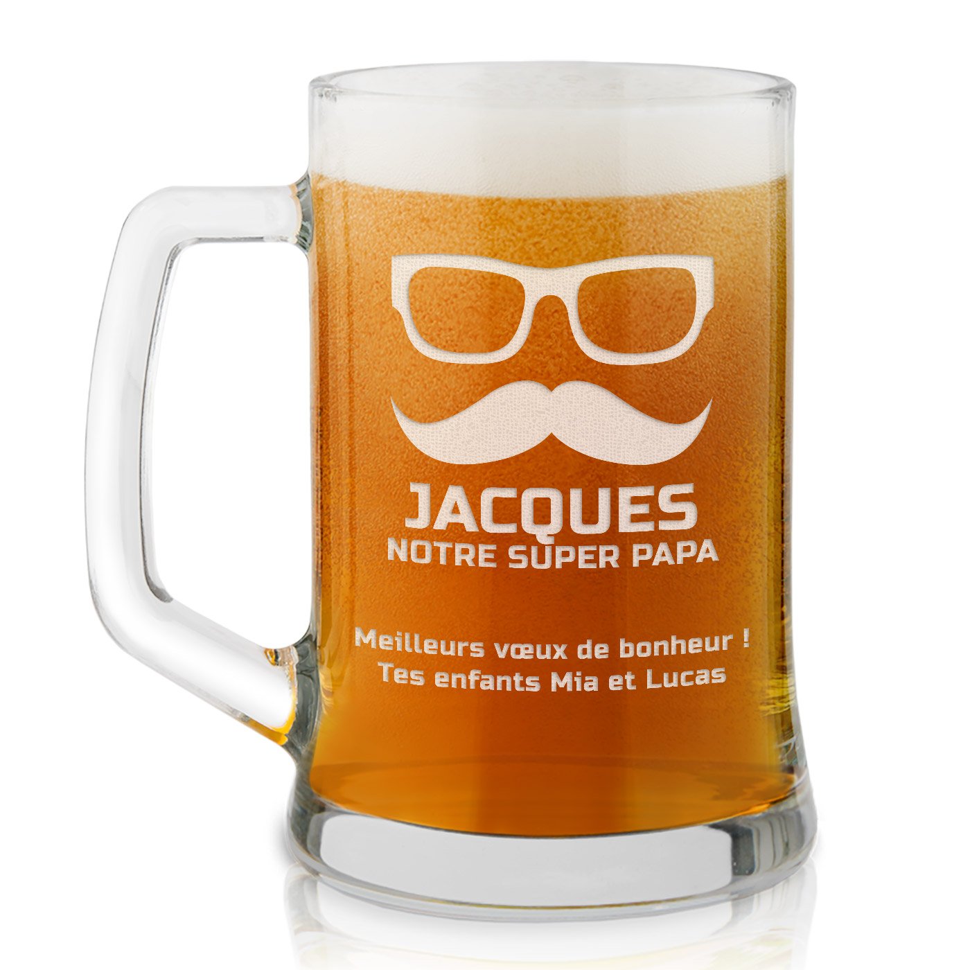 Taza de cerveza personalizada Murrano para papá por el Día del Padre