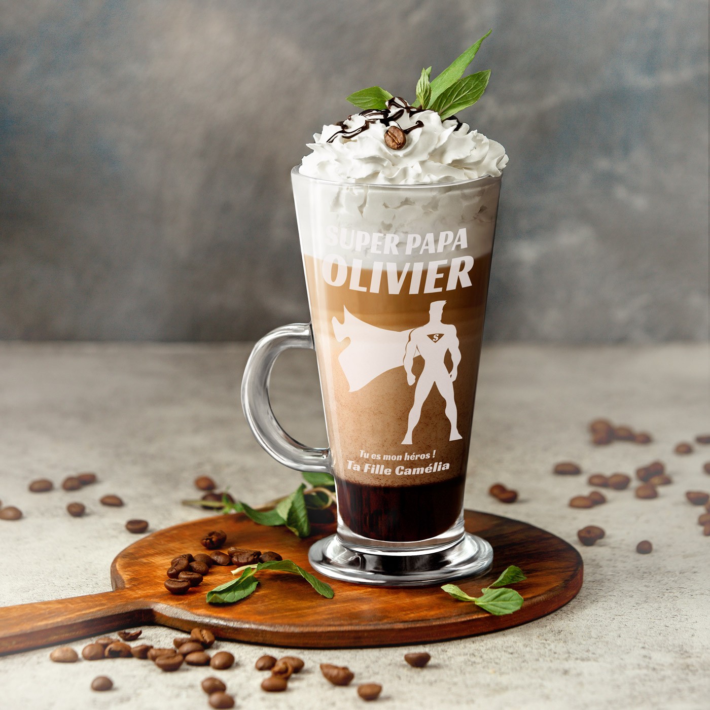 Vidrio para latte personalizado Murrano para el Día del Padre