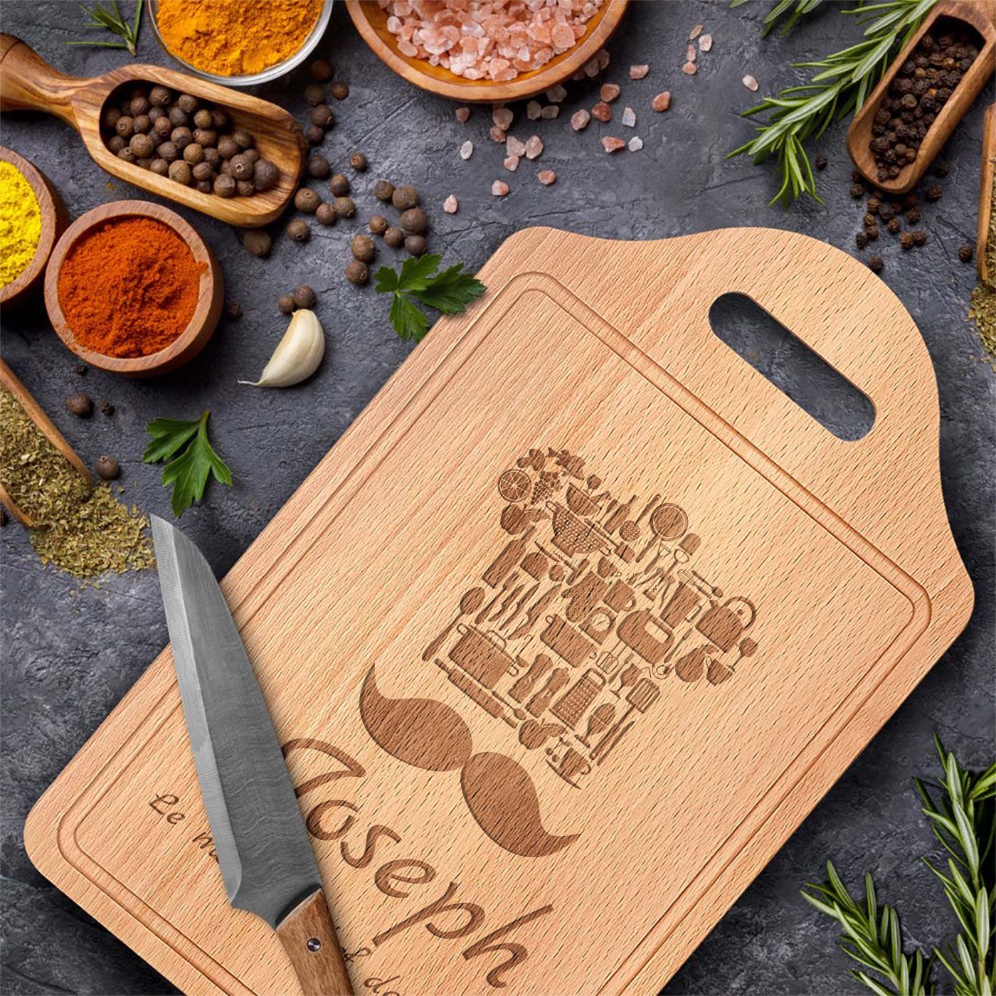 Planche à découper en bois personnalisée pour la fête des grands-pères