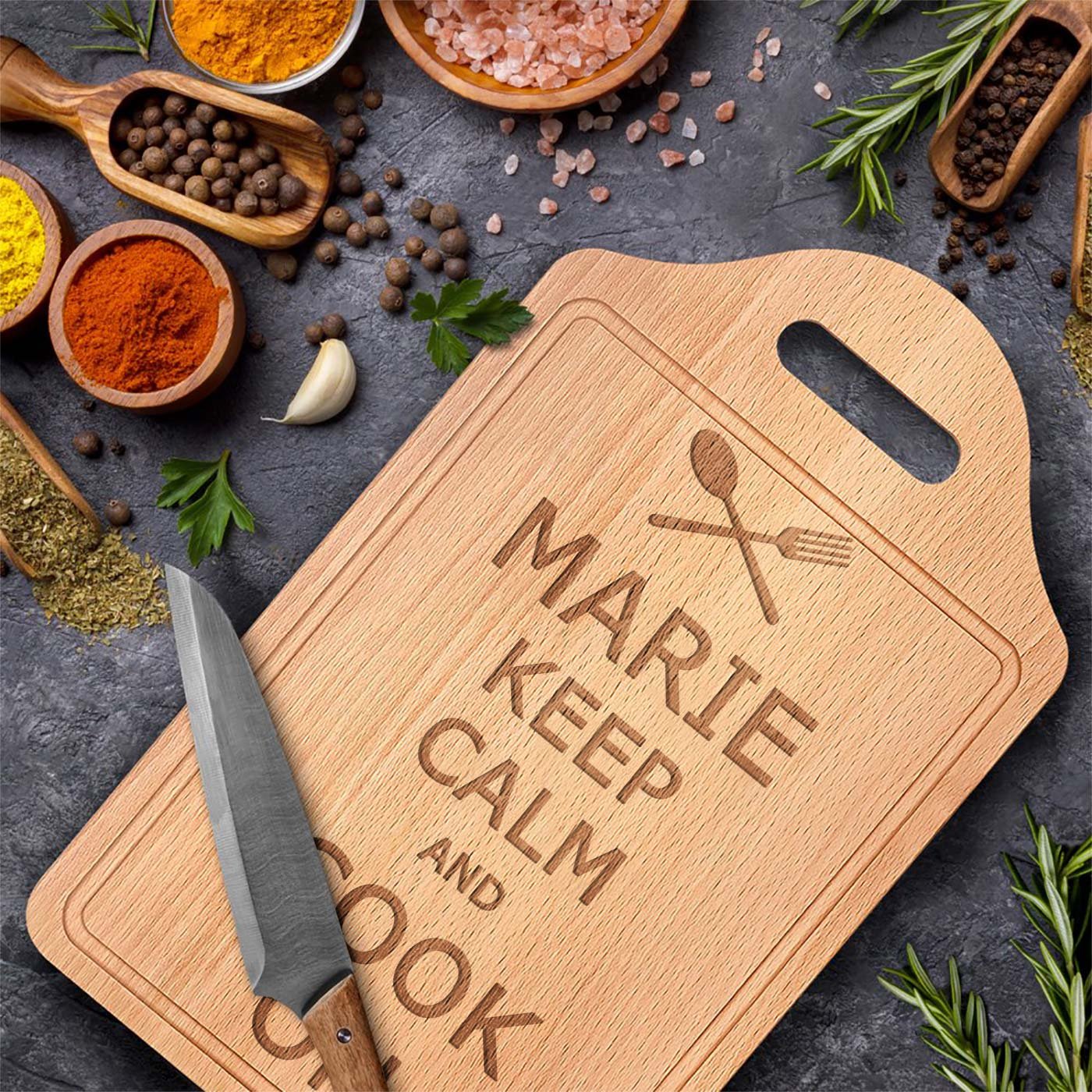 Planche à découper en bois personnalisée Murrano pour l'anniversaire de belle-mère