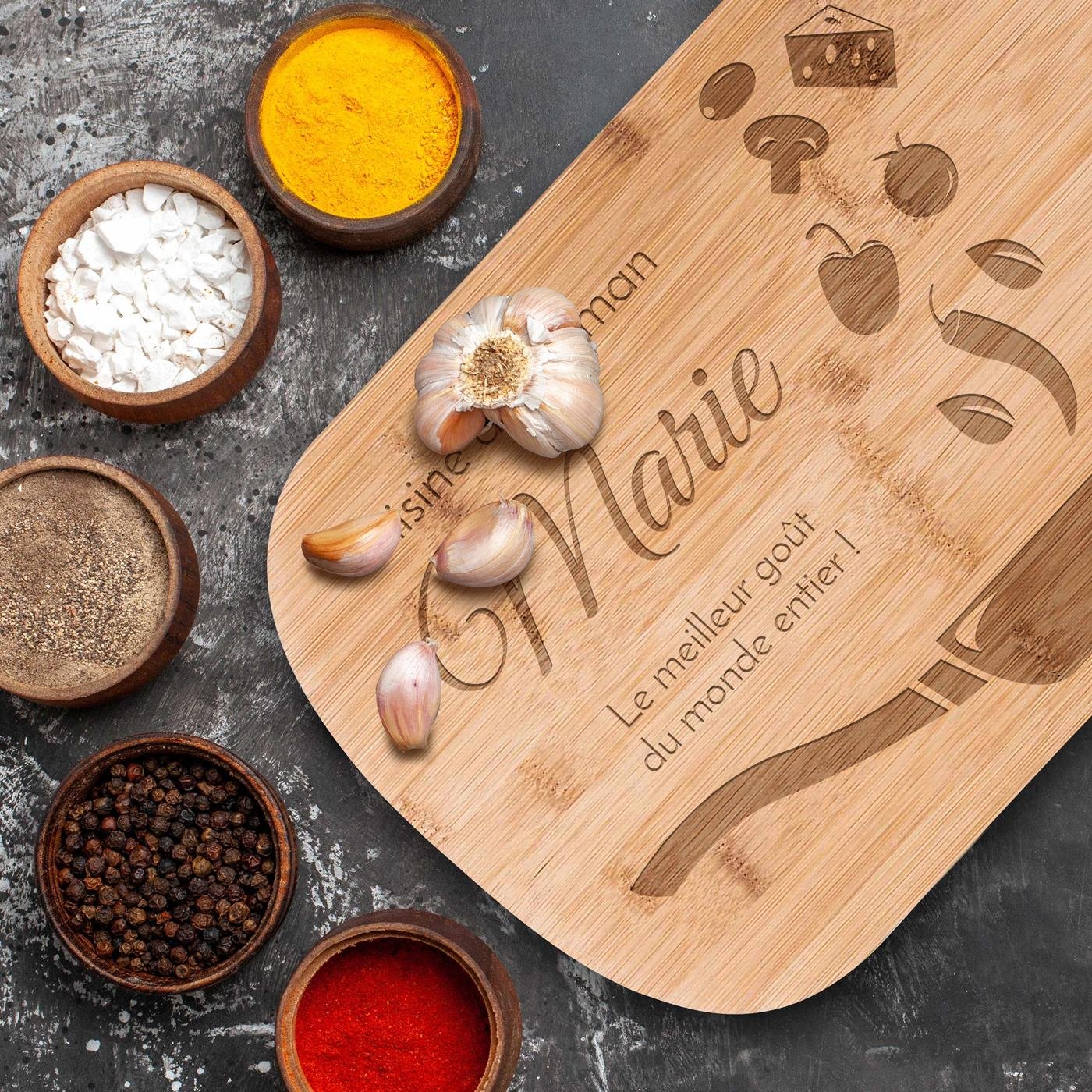 Murrano Bamboo Cutting Board with Custom Engraving for Mom's Birthday