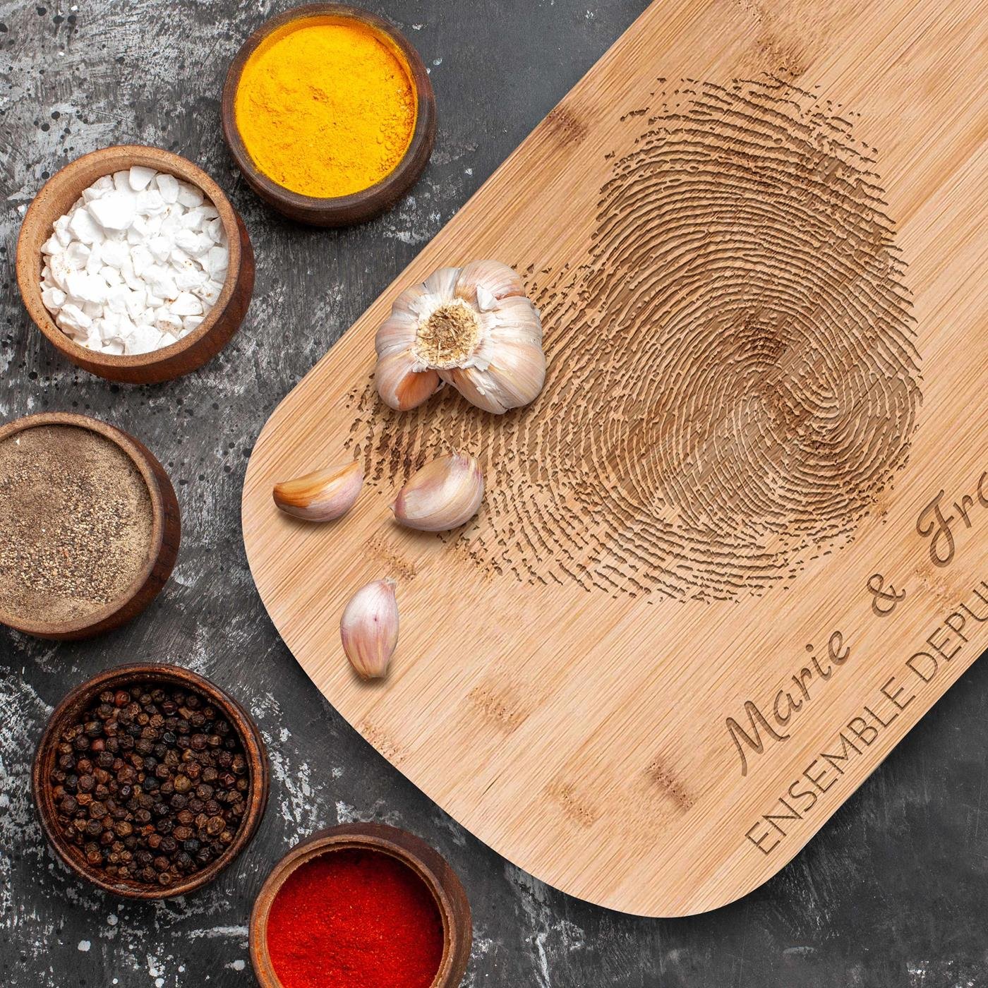 Murrano Bamboo Cutting Board with Personalized Engraving for Couples