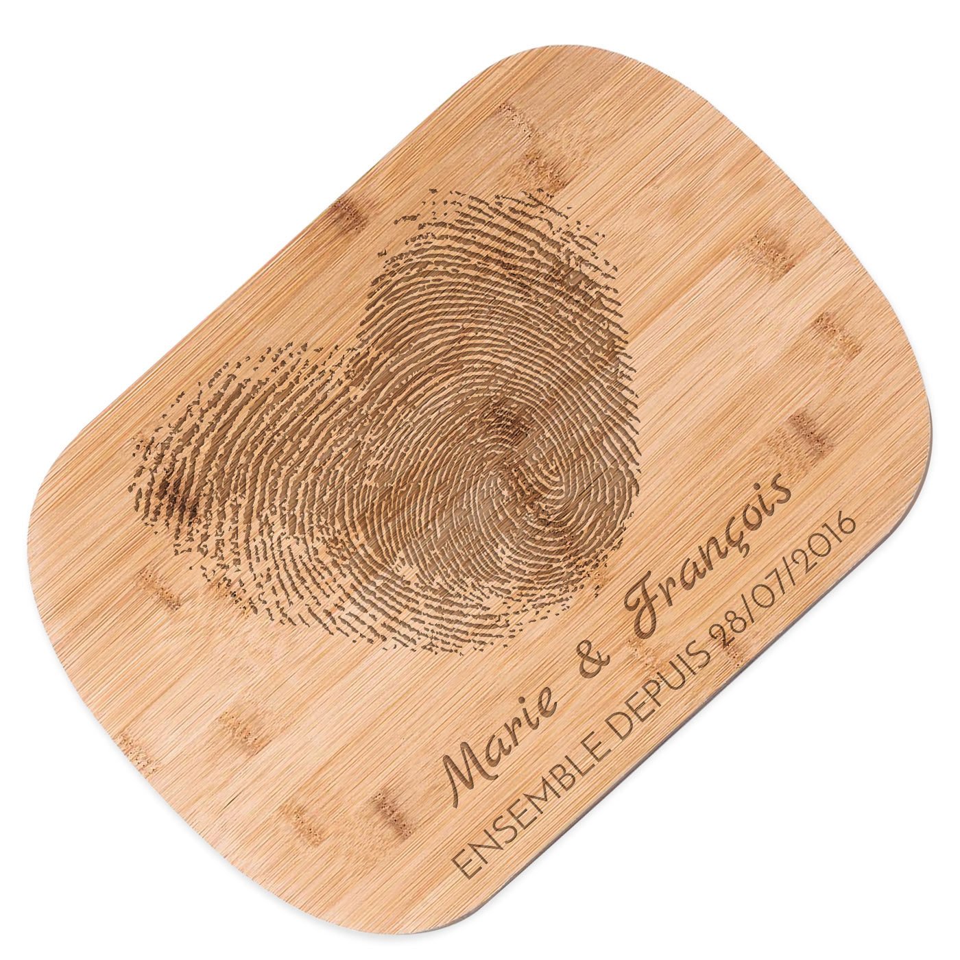 Murrano Bamboo Cutting Board with Personalized Engraving for Couples