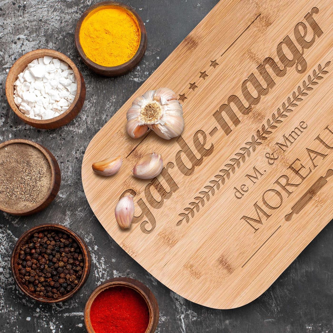 Murrano Bamboo Cutting Board with Personalized Engraving for Couples