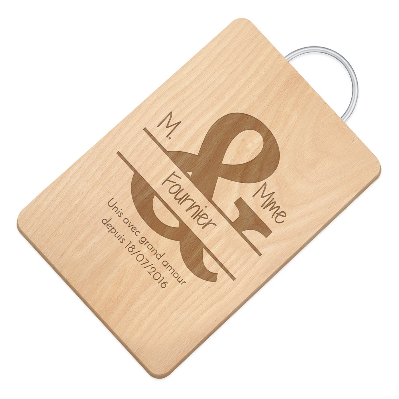 Planche à découper en bois Murrano avec manche en métal et gravure personnalisée pour les parents anniversaire de mariage