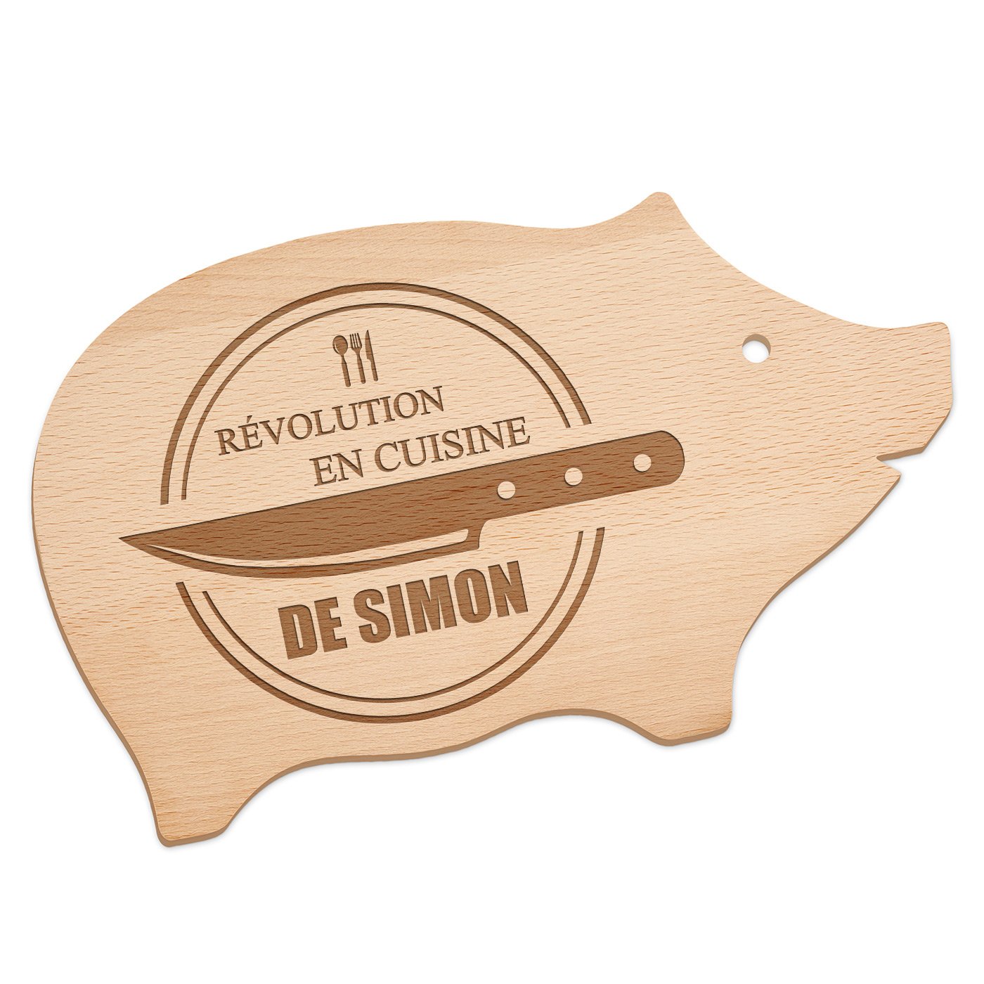 Planche à découper personnalisée en forme de cochon Murrano pour l'anniversaire d'un mari