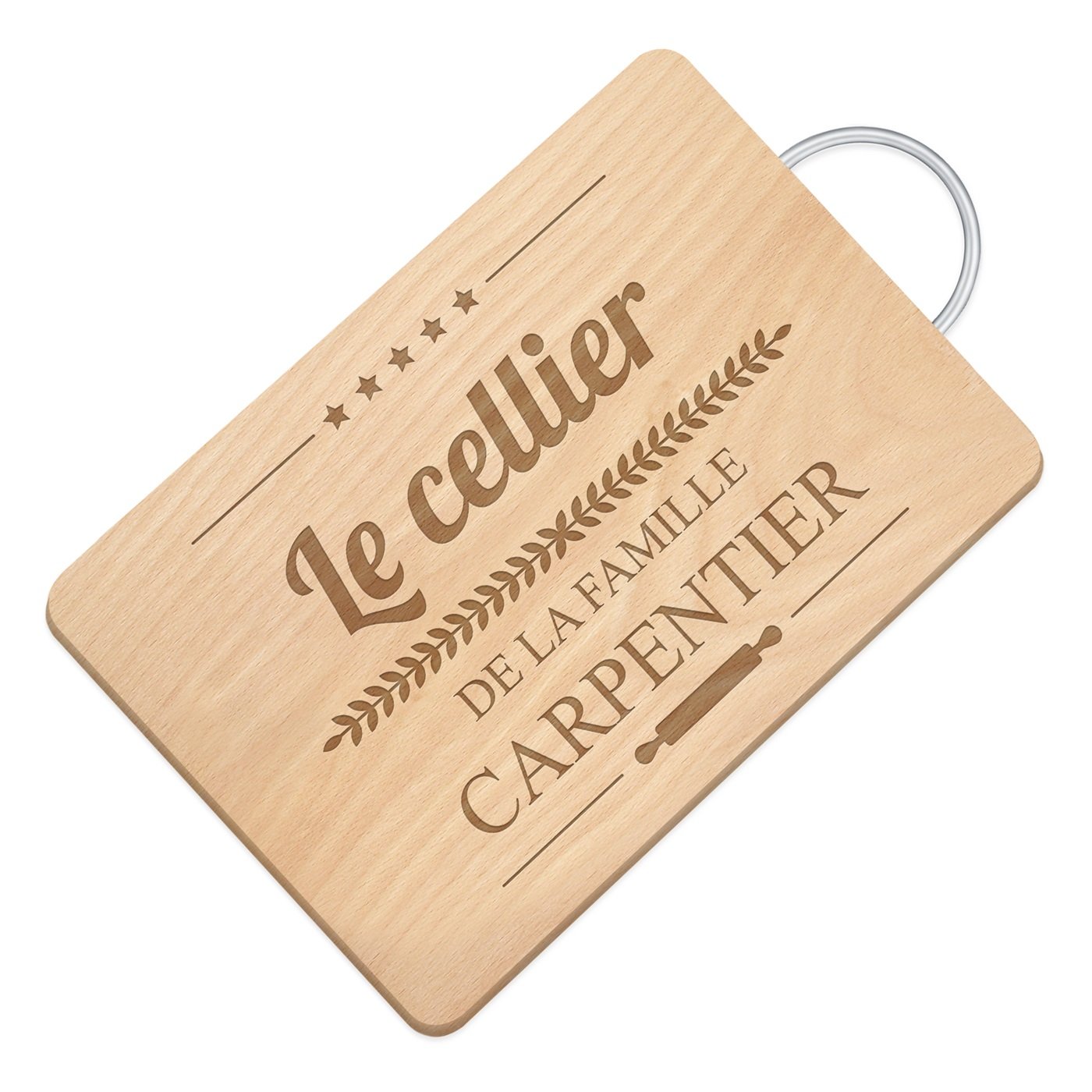 Planche à découper en bois personnalisée avec manche en métal Murrano pour un cadeau de maison
