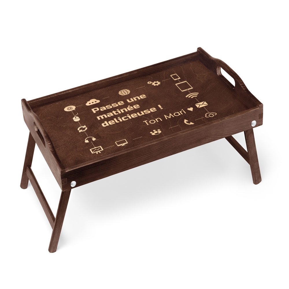 Bandeja para la cama grabada de Murrano para mujer - Regalo de aniversario de bodas