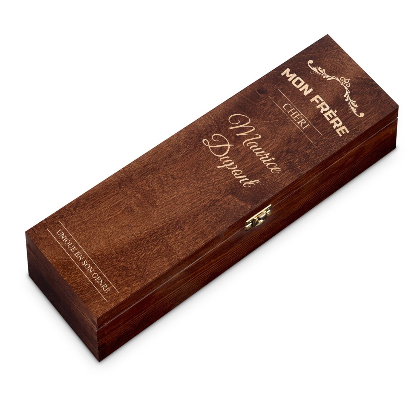 Caja de madera personalizada Murrano para 1 botella de vino - Regalo de cumpleaños para hermano