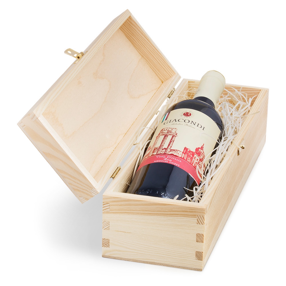Caja de vino personalizada de Murrano para 1 botella - Para una pareja y su aniversario de bodas