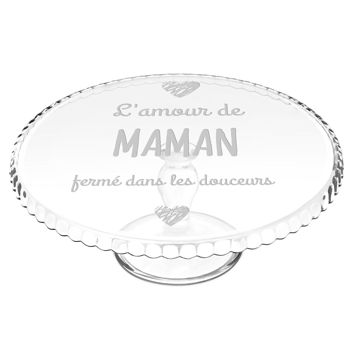 Murrano Glass Cake Stand with Personalized Base for Mother's Day