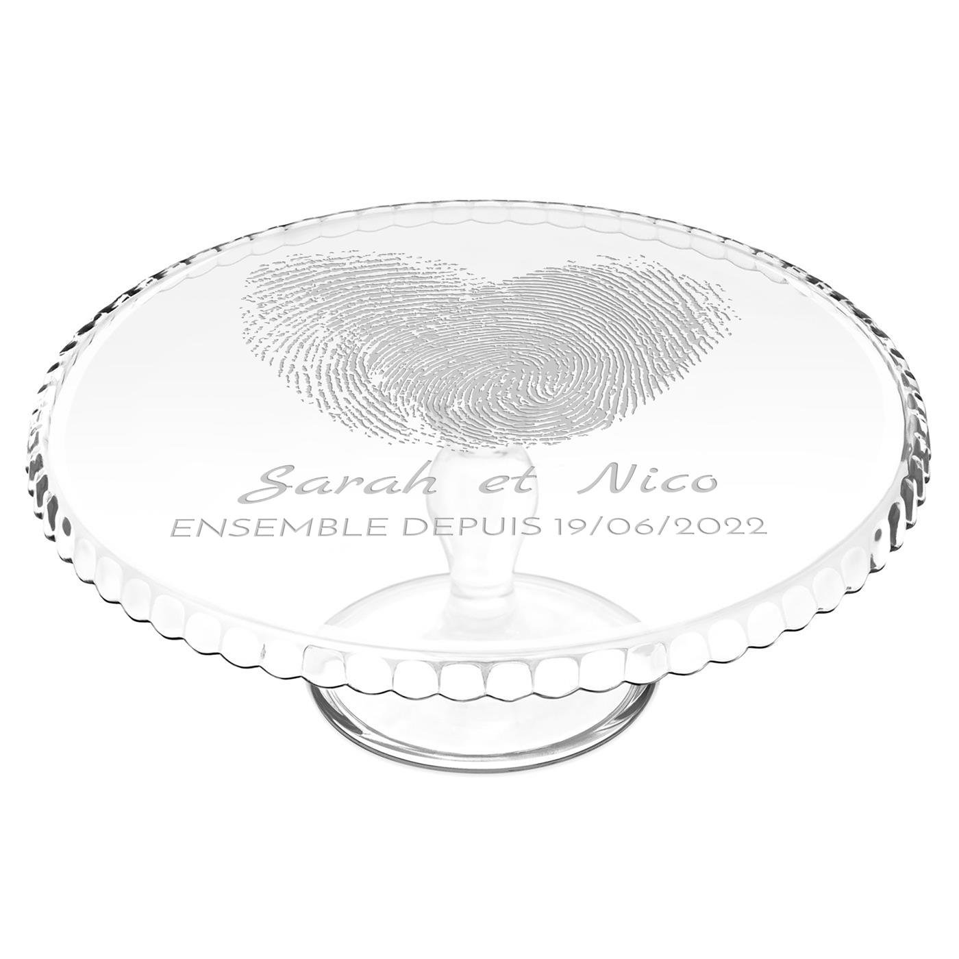 Murrano Glass Cake Stand with Custom Engraving for Her and Him