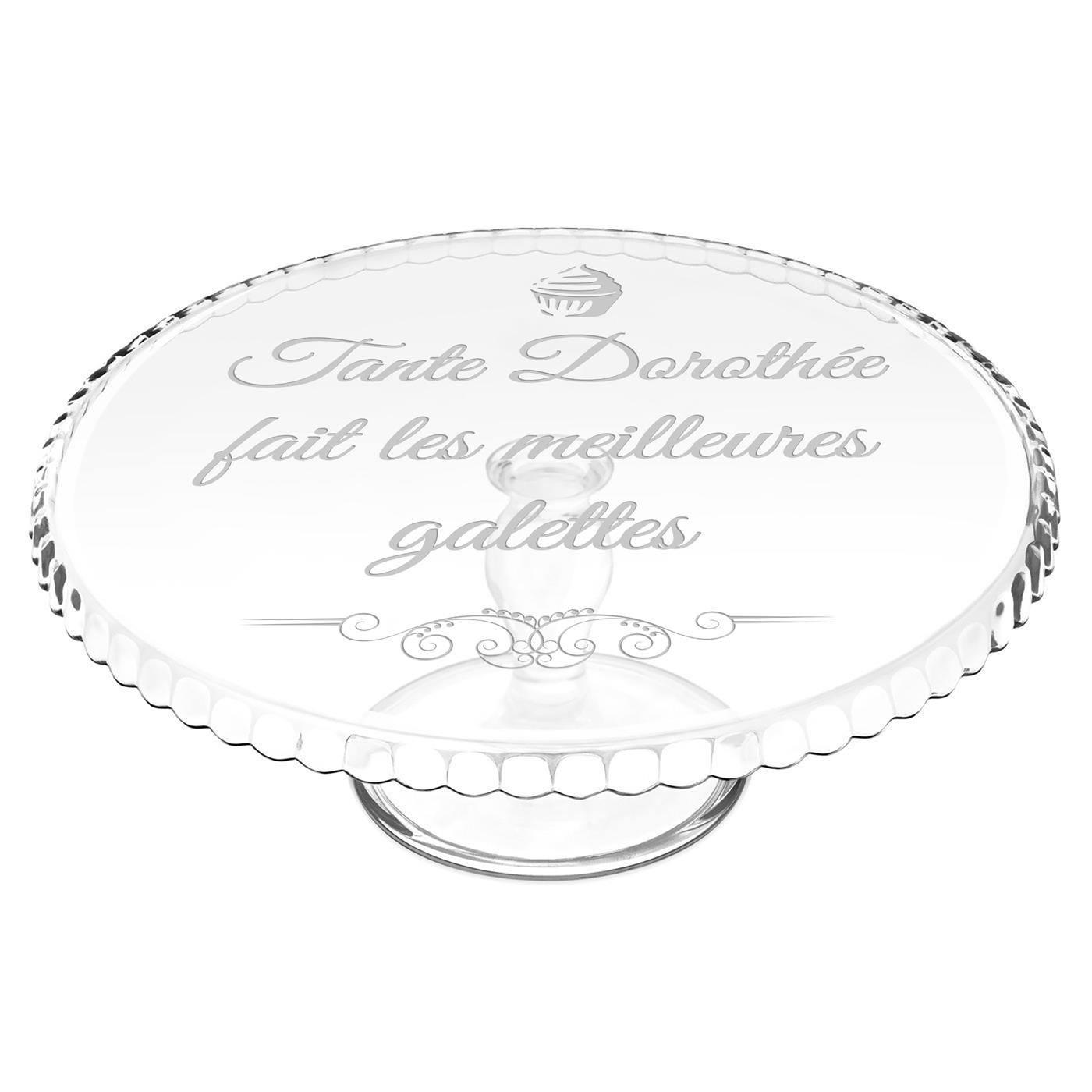 Murrano Glass Cake Stand with Personalized Base for Aunt's Birthday