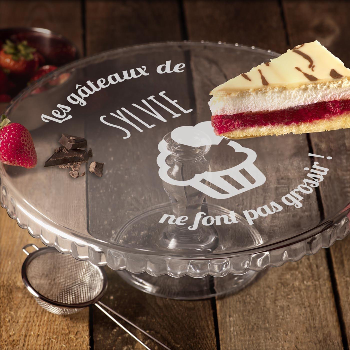 Murrano Glass Cake Stand with Personalized Gravure for Women's Birthday