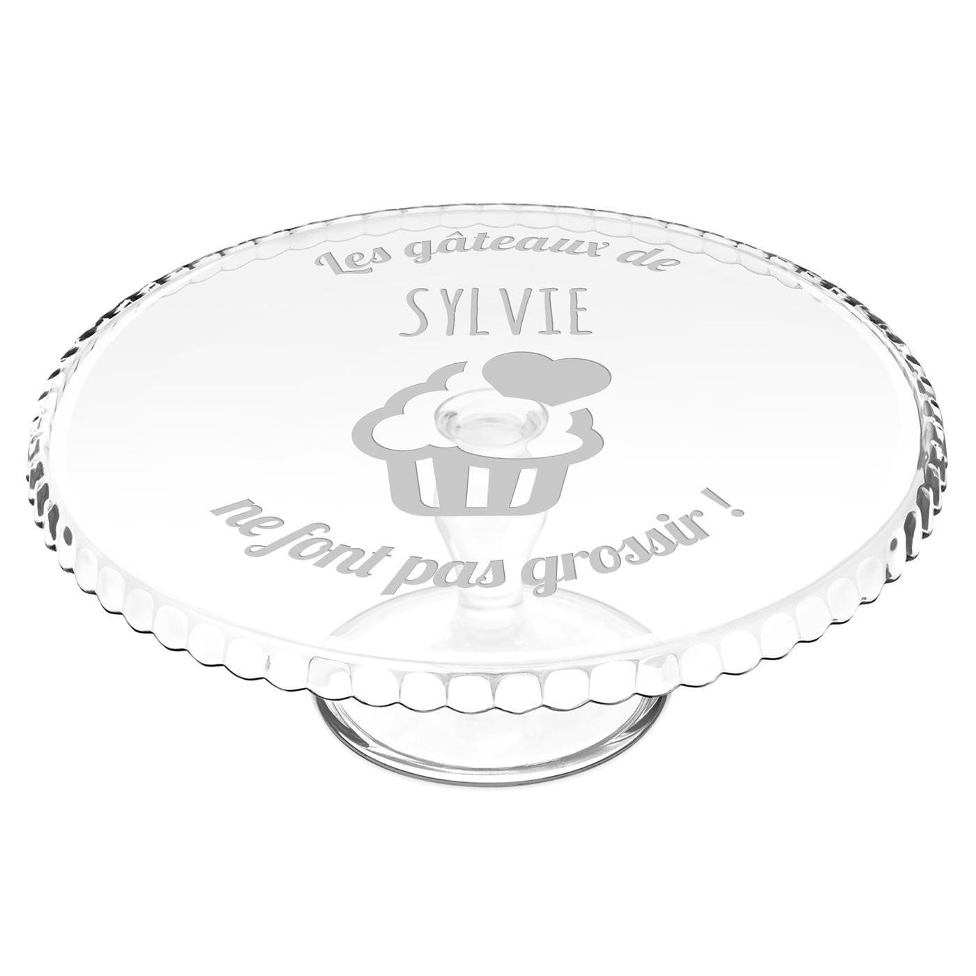 Murrano Glass Cake Stand with Personalized Gravure for Women's Birthday